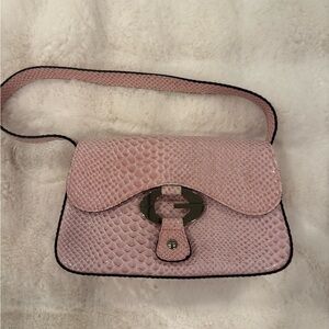 Guess Pink Snake-Embossed Crossbody Bag